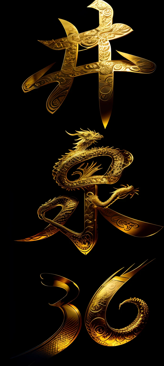 drak，gold，Chinese dragon culture，Type art，high high quality，poster for，8K
