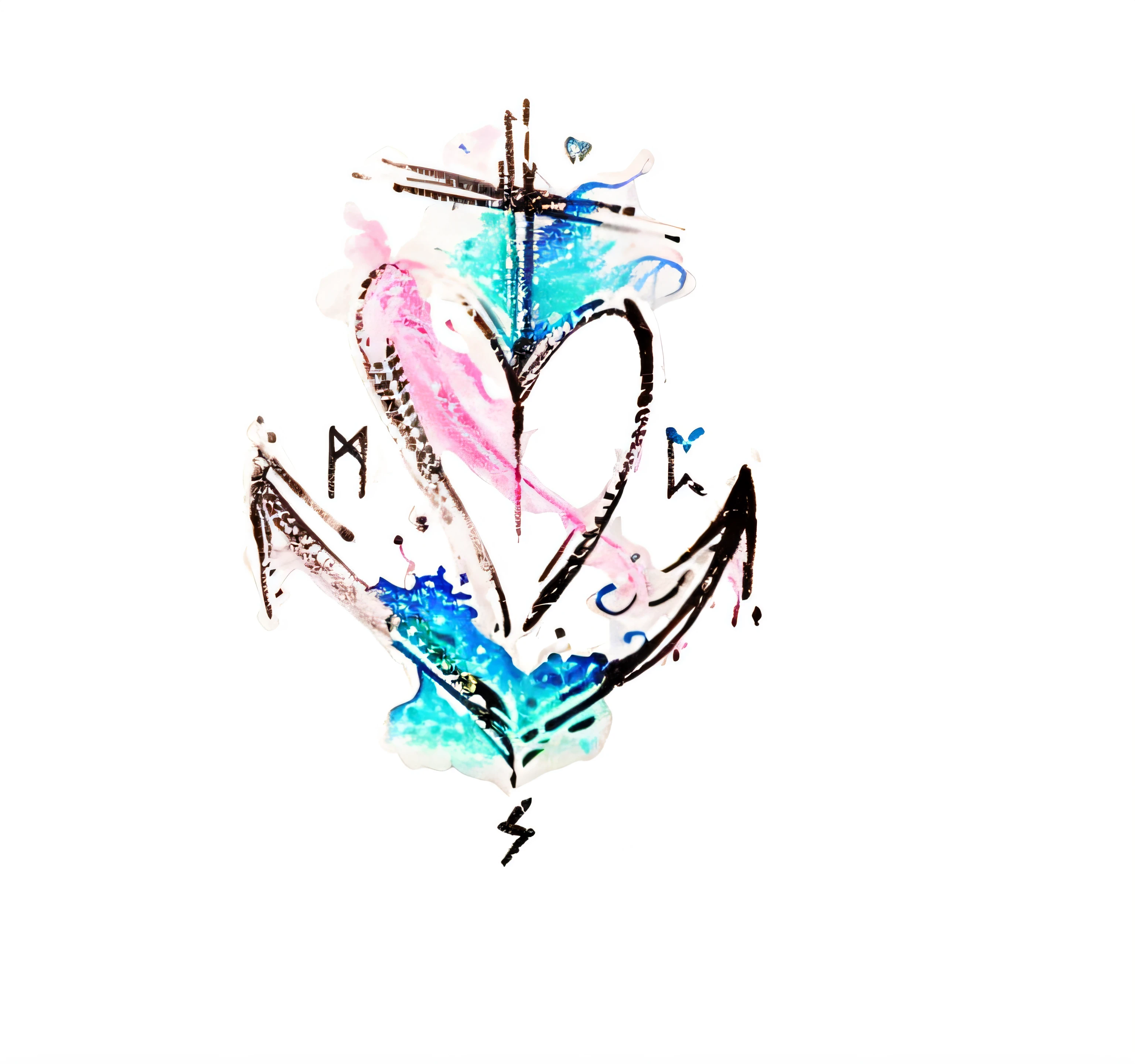 there is a drawing of a heart and an anchor on a white background, mscow, tattoo sketch of a sea, ((oversaturated)), with anchor man and woman, by Maksymilian Gierymski, tatoo, tattoo sketch of a ocean, watercolored, by Izzy Medrano, tattoo, tattoo design, concept tattoo design