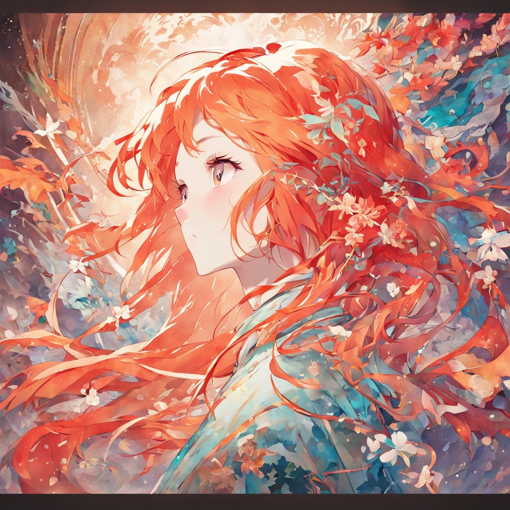 (White background:1.4),(Silhouette of a girl's head, Eyes closed, Colorful long hair, Oriental elements),(Chinese Illustration:1.3,paper art:1.3, Quilted Paper Art:1.2),( Reasonable design, Clear lines, High Sharpness,Best Quality, Very detailed, masutepiece, Movie Light Effects, 4K )