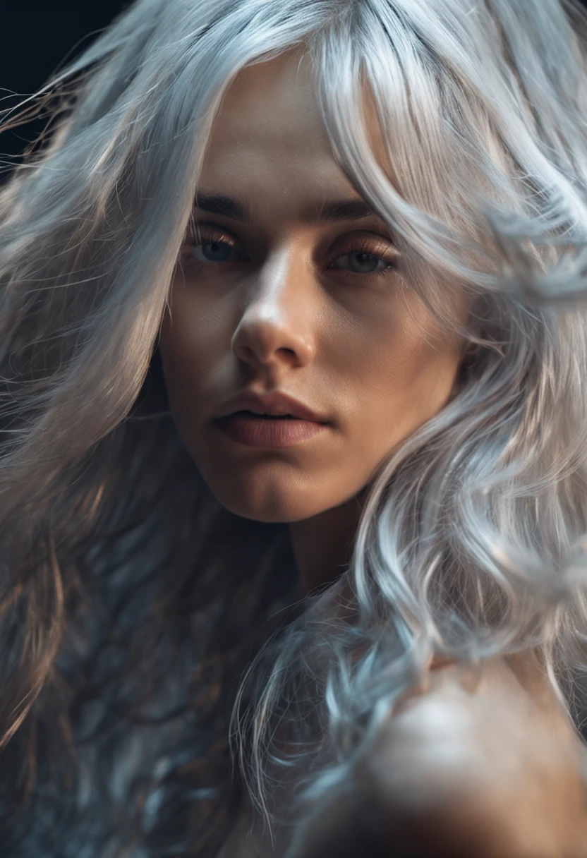 silver hair, glaring, Futurism, chiaroscuro, motion blur, masterpiece