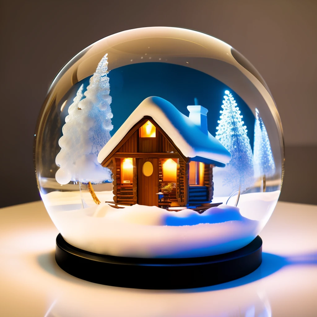 (orbai)++,A glass ball,with light snow,a small cabin