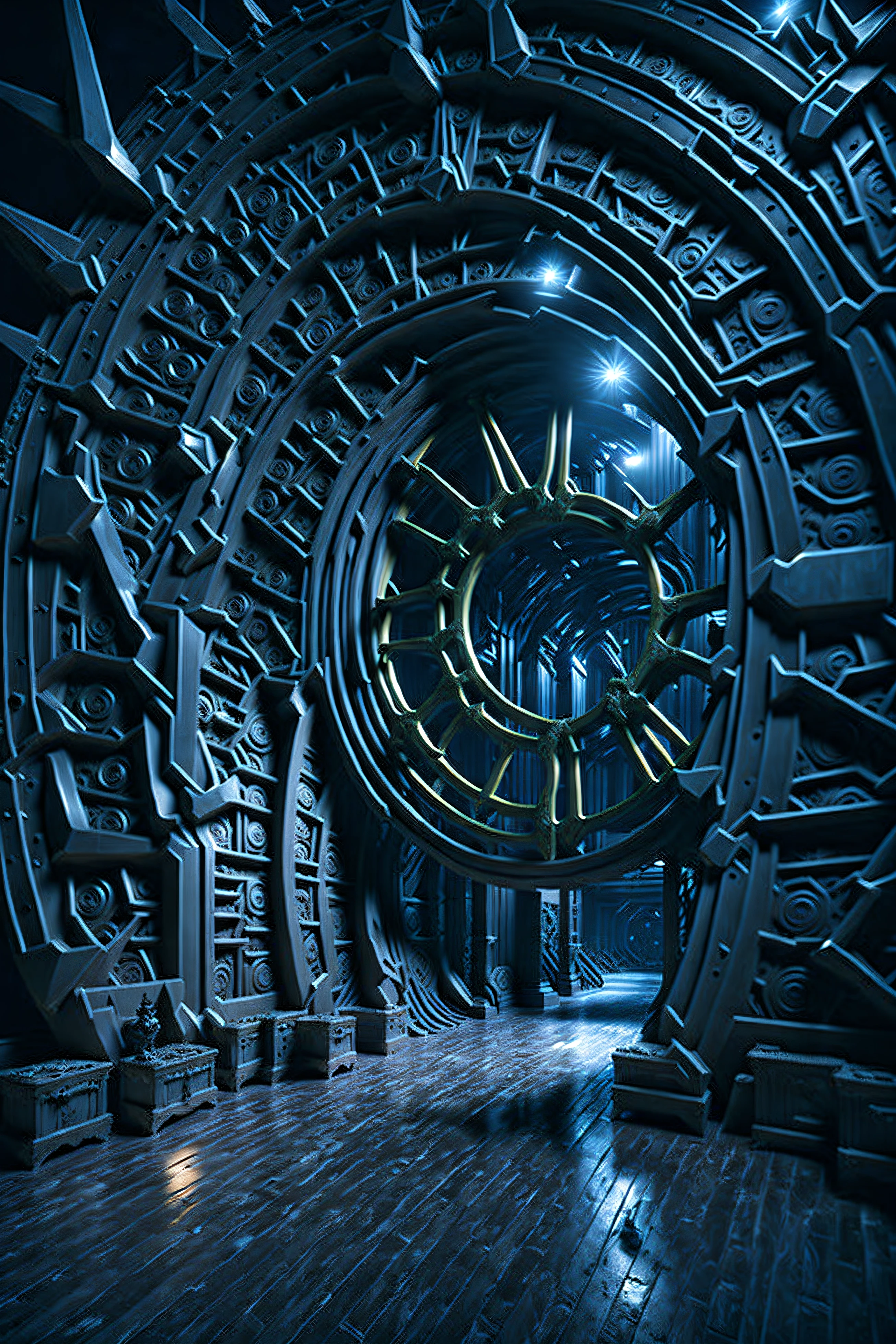 hdr, highest quality, cinematic lighting and particles, science fiction, stargate sg-1, stargate command gate room [this is not a part os the prompt - every image uses highres fix with 2x upscaling and 4x_RealisticRescaler_100000_G scaler]