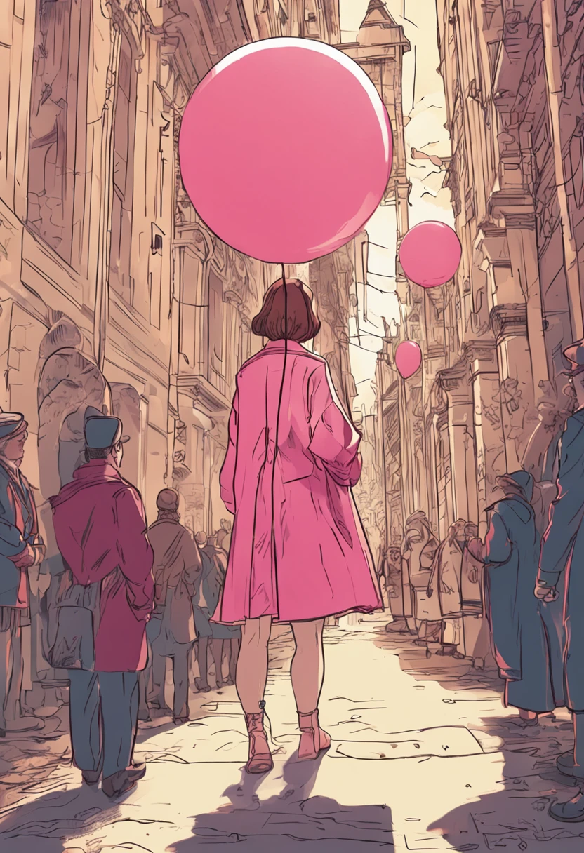 Russian high school girl,Wear a pink balloon sleeve silk coat,In the participation of misunderstandings