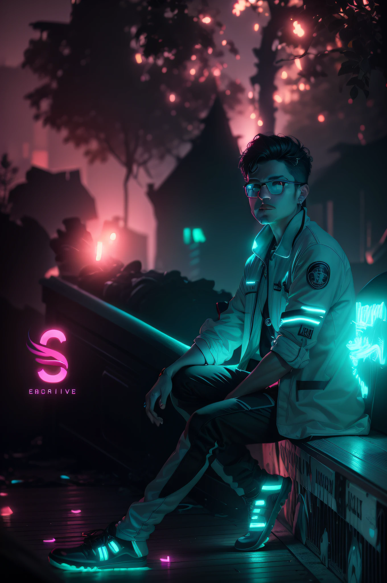 dark light, neon,8k, realistic,