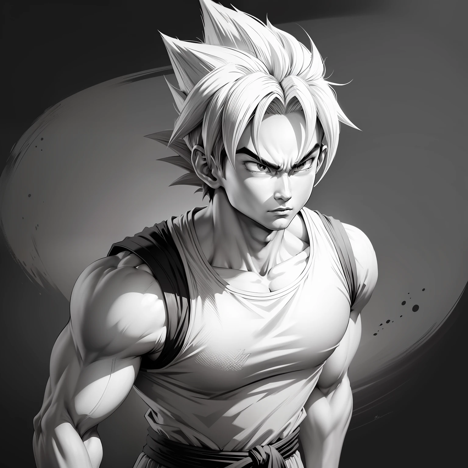 Son Gohan,sportrait,dragonball,Coloring book style,No color,Dopamine color style background,Color matching,style of anime,Color depiction --ar 2:3 --niji