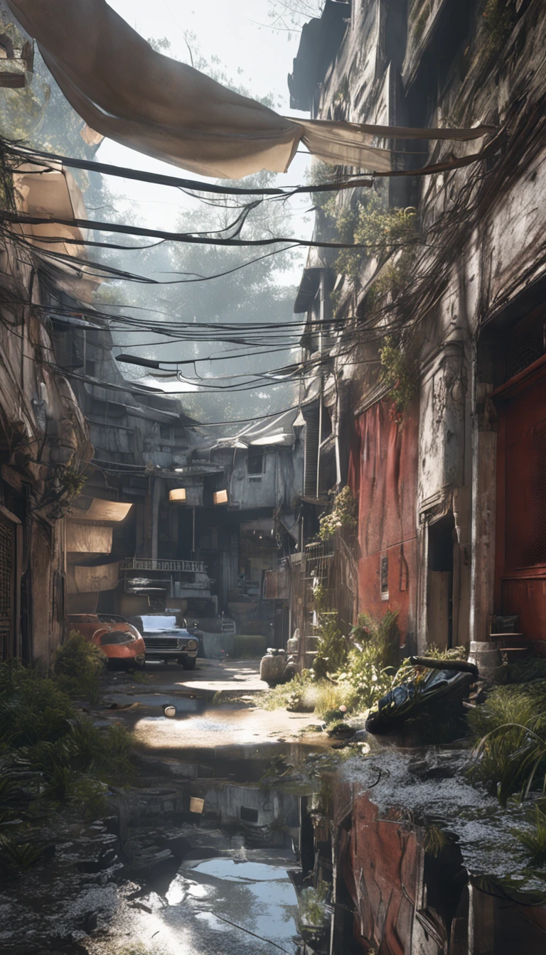 ultra-realistic image, Real-world scenarios，8k解像度，フォトンマッピング、detailed and complex environment、The is very detailed、top-quality、artsy photography、photorrealistic concept art，In the messy workshop，white short sleeve，Blue strappy jeans，White sneakers，Hold a water hose in your hand，Muddy water splashed，Wash the yellow Ferrari sports car