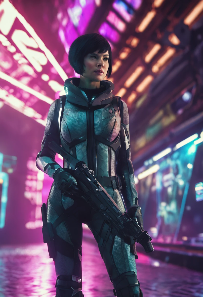((Best quality)), ((masterpiece)), (detailed:1.4), cute , lean body, 25 year old, japanese woman, slick short hair, black hair, side parting, floppy hair, beautiful, science fiction, space uniform, futuristic, photography, movie scene, horror movie scene,scifi movie,HDR ,NVIDIA RTX,Super-ResolutionDepth-of-field,Maximum clarity and sharpness,Multi-layered textures,Perfect proportions,Two-tone lighting,Wide aperture,Low ISO,White balance,Rule of thirds,8K RAW, dark, cinematic