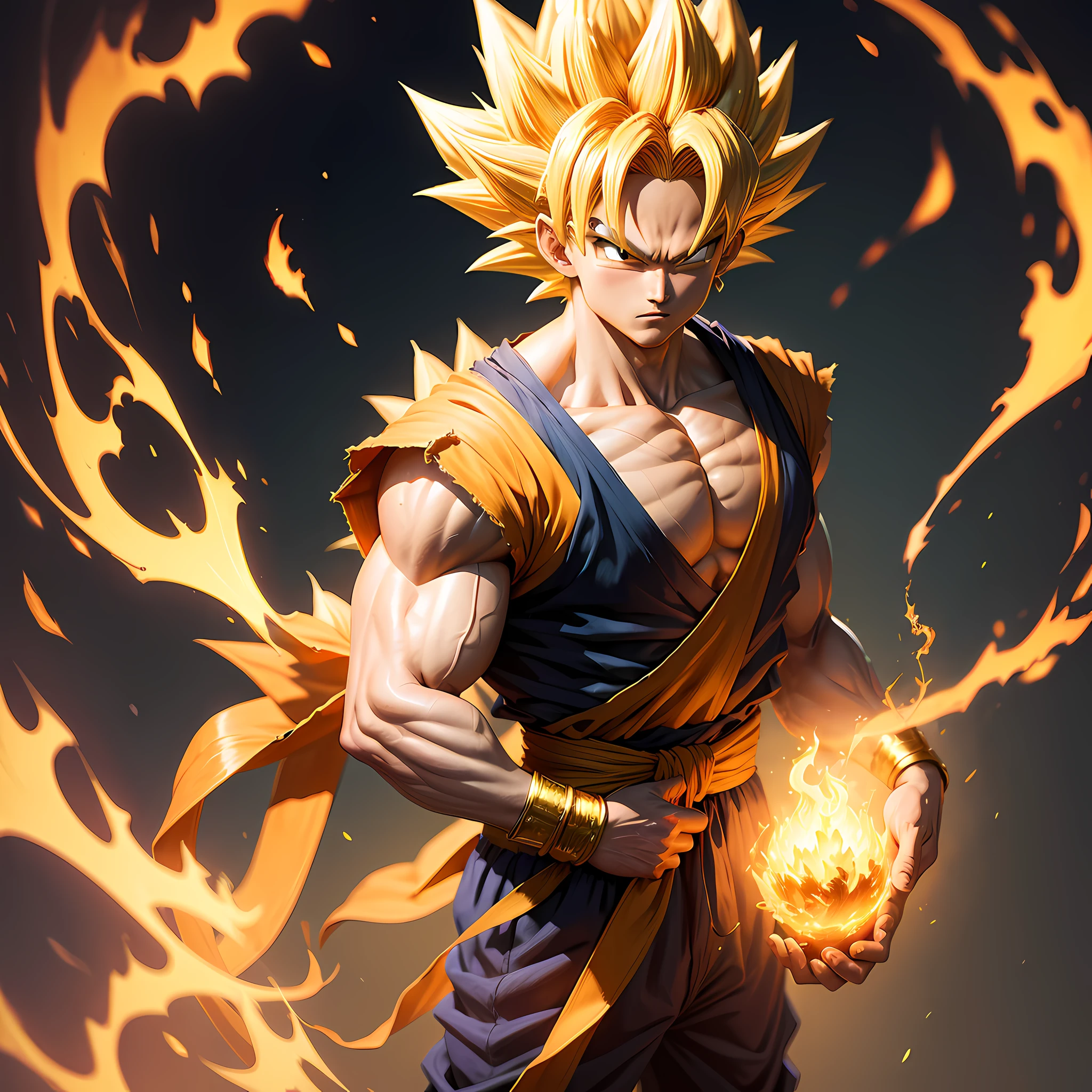 son goku,Dragon Ball,Perfect lighting,k hd,SuperSaiyan,Golden flame,golden hair