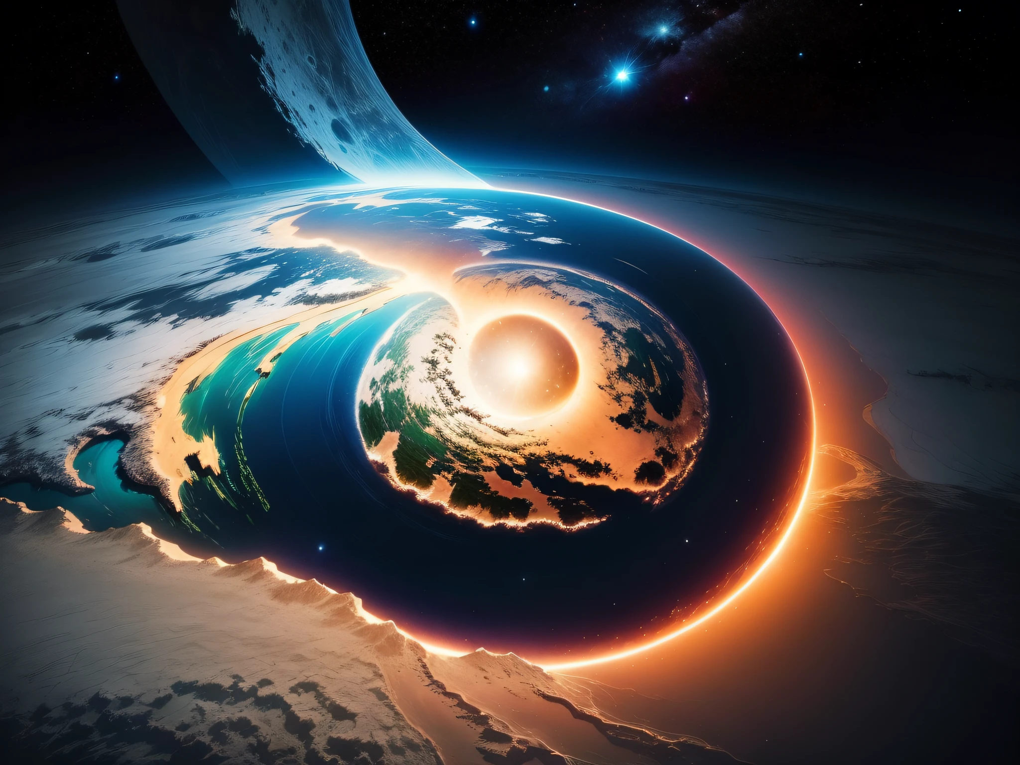 Space and Astronomy:
Earth as seen from space, highlighting its beauty and fragility.