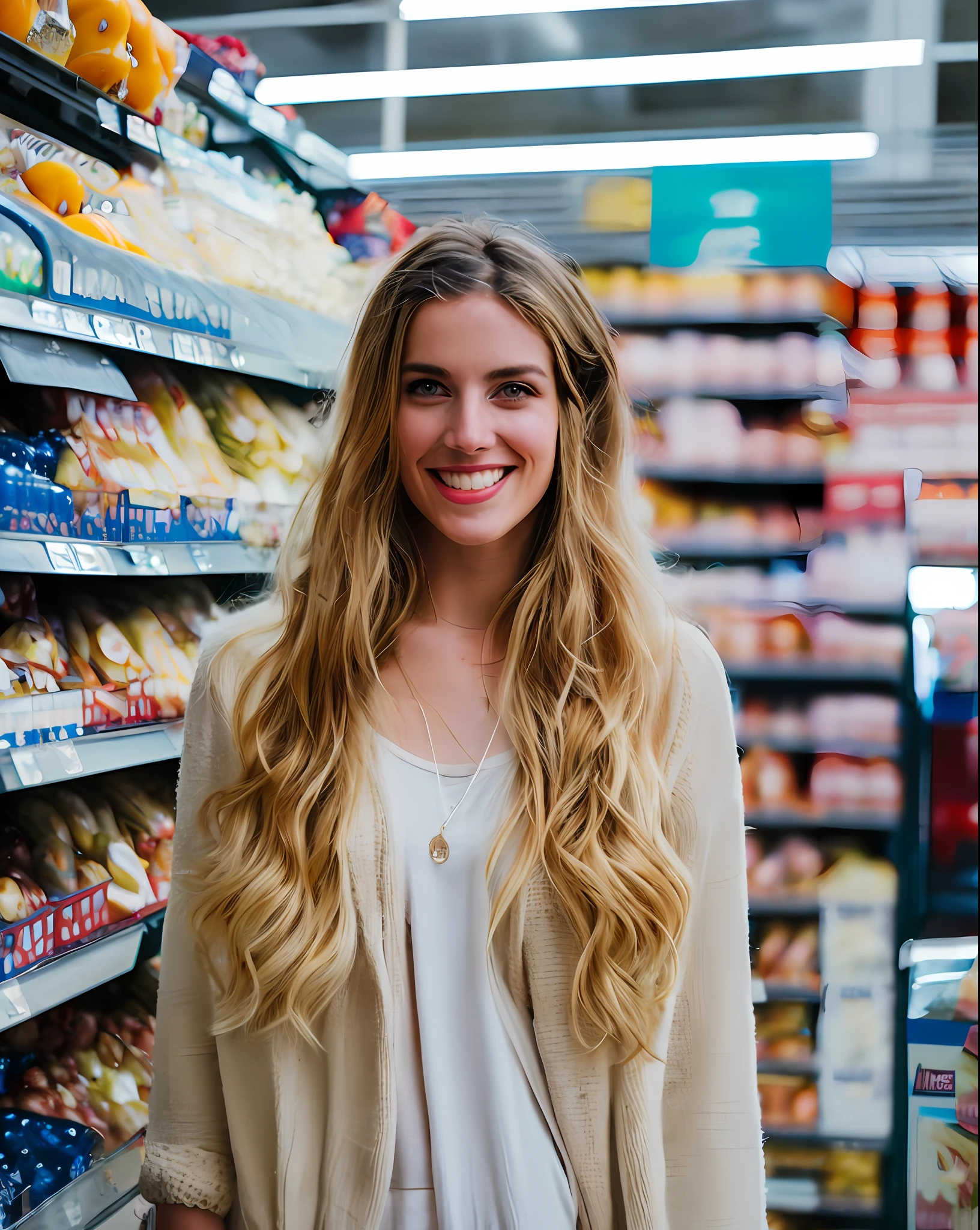 stunning intricate full-color portrait of a twenty-year-old woman standing in the grocery store, with blue eyes and wavey blonde hair, epic character composition, ultra skin, by ilya kuvshinov, alessio albi, Nina masic, sharp focus, natural lighting, subsurface scattering, f2, 35mm, film grain, AnalogFilm768