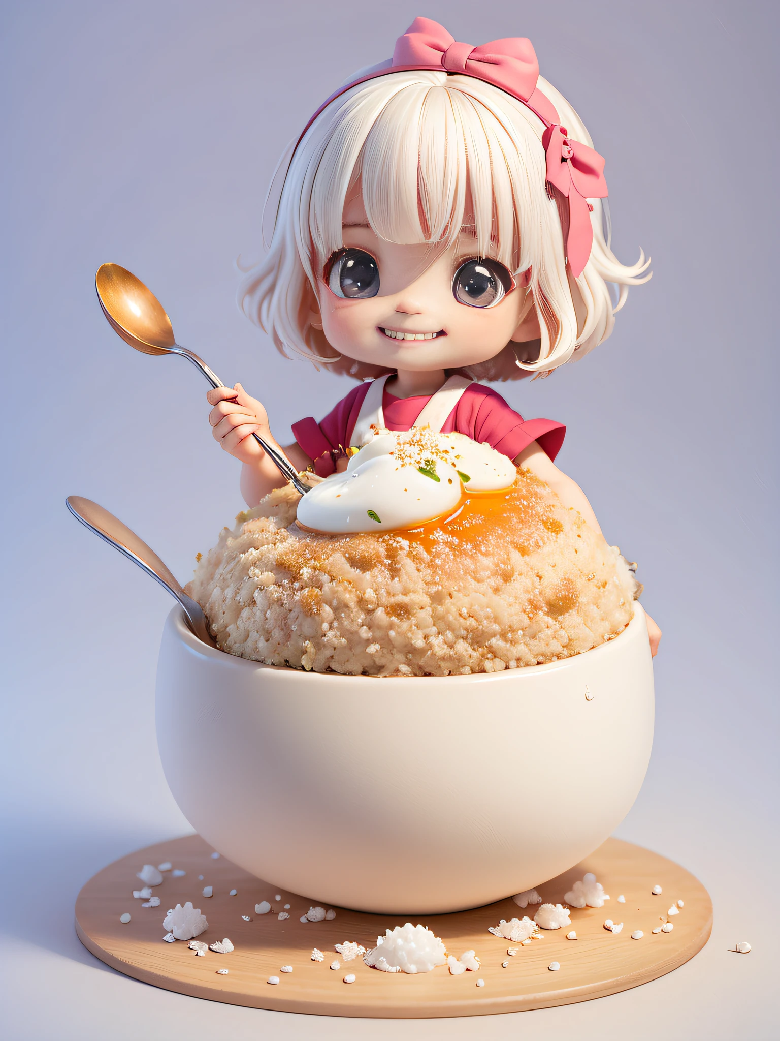 The color of the rice here turns white,In addition to a poached egg with a heart