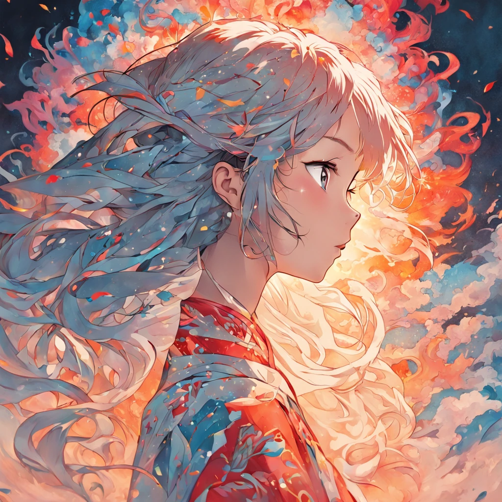 (White background:1.4),(Silhouette of a girl's head, Eyes closed, colorfull long hair, Oriental elements),(Chinese illustration:1.3,paper art:1.3, Quilted paper art:1.2),( reasonable design, Clear lines, High sharpness,Best quality, Very detailed, Masterpiece, movie light effect, 4K )