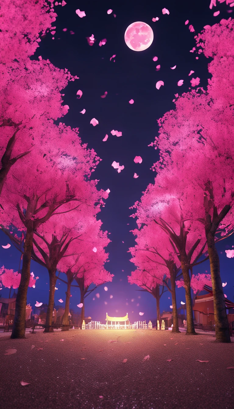 The parameters are original,4K,petals,lantern,Night,Sky background,Pink,Ink pen, Tanabata, Negative prompts: Human, Bad picture - hot - 75V, EasyNegative,