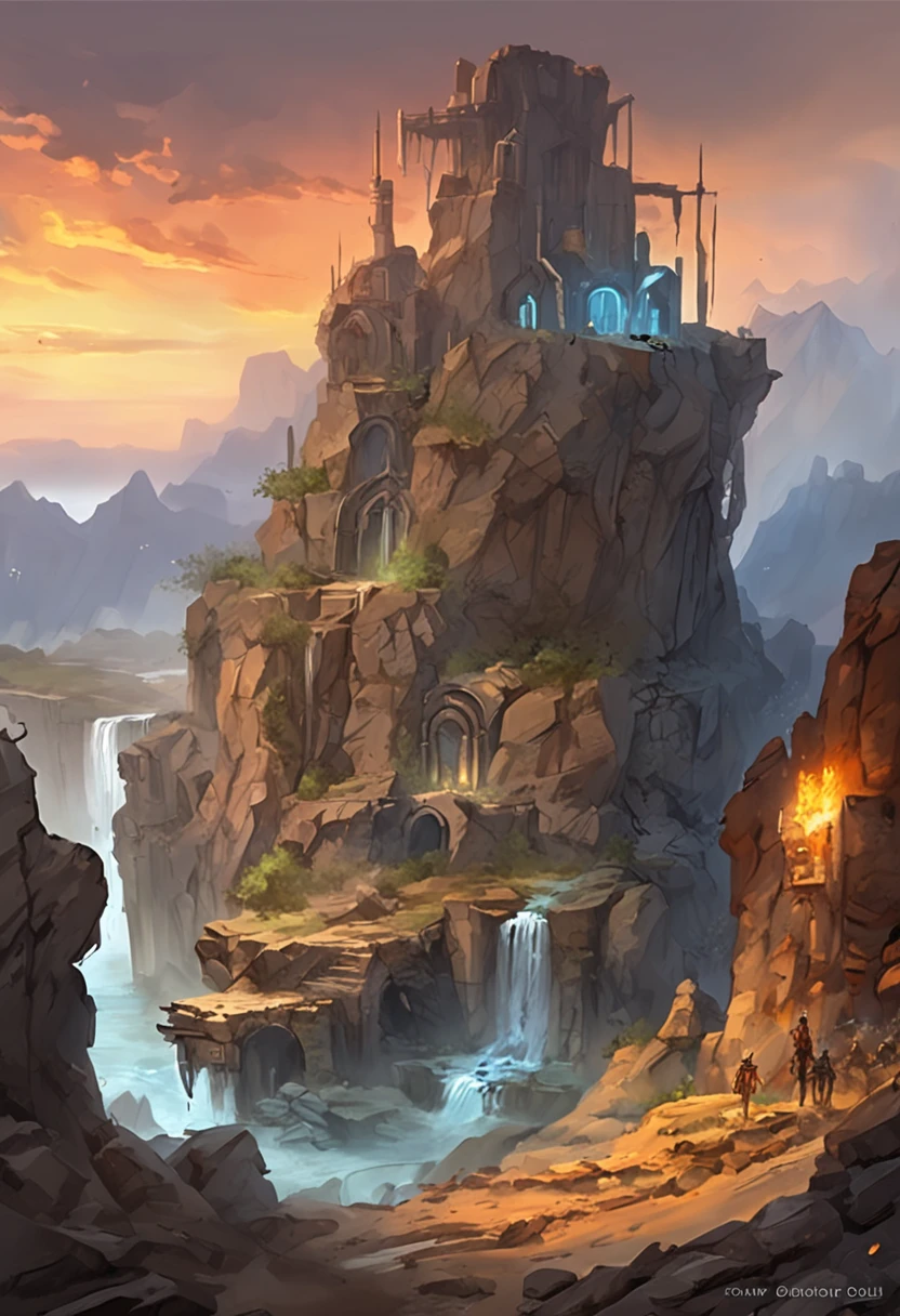 painting of a rocky landscape, 4k highly detailed digital art, unreal engine digital painting, high quality digital concept art, ruins landscape, futuristic ruins, robot city ruins, concept art wallpaper 4k, dark ruins landscape, sci-fi digital painting, detailed digital concept art, epic fantasy sci fi illustration, 4k detailed digital art