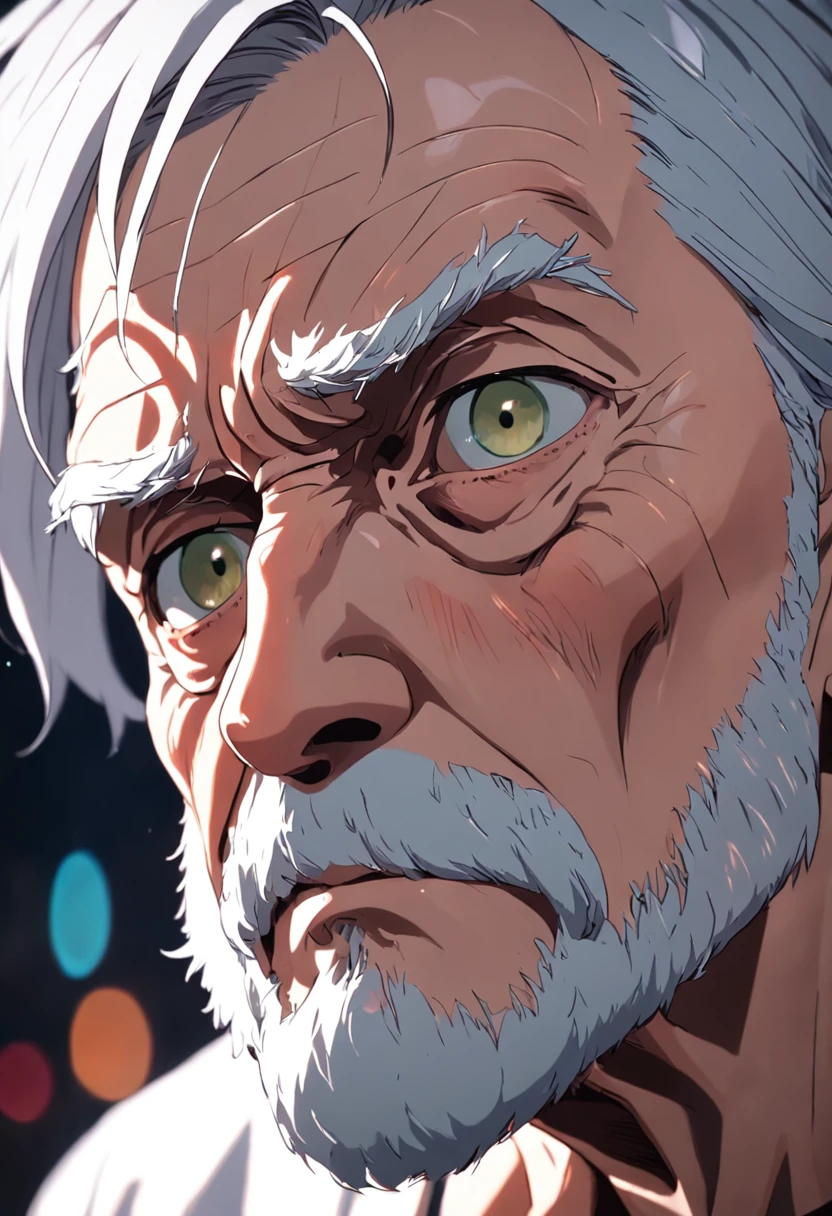 Detailed and macroscopic photos of the old man's face, Shot with a Sony A50r camera with FE 50mm - F7mm.8 GM lens.