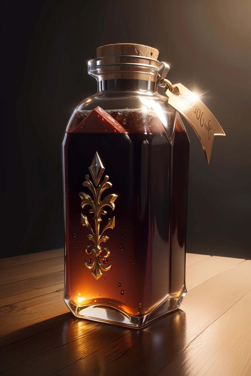 Open chests,a gorgeous,Jewel bottles with ice cubes and Coke,Reflective,detail-rich,Product rendering,Ray traching