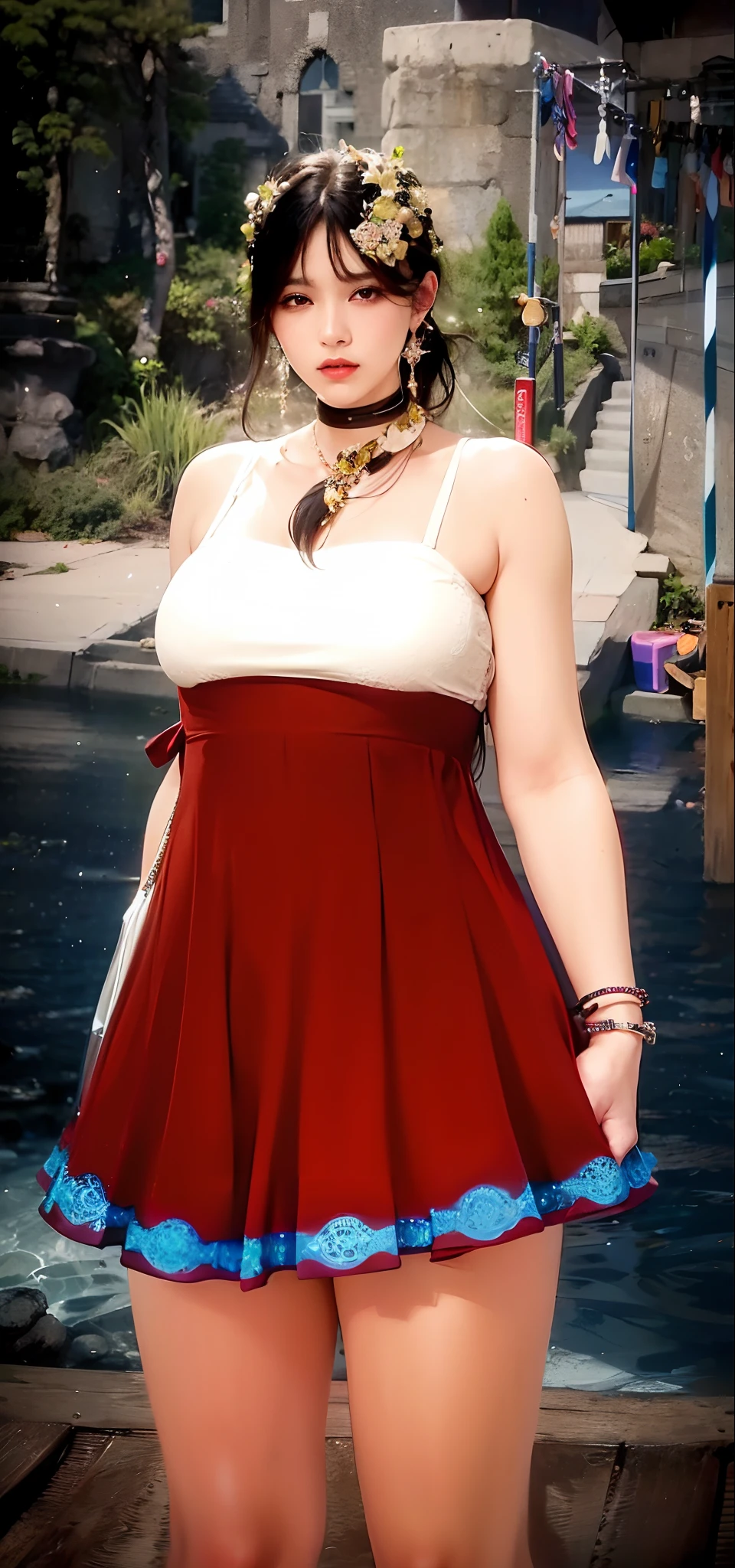 (8k, RAW photo, photorealistic:1.25) ,( lipgloss, eyelashes, gloss-face, glossy skin, best quality, ultra highres, depth of field, chromatic aberration, caustics, Broad lighting, natural shading, Kpop idol) looking at the audience With serenity and goddess-like bliss, sad expressions, sad eyes,