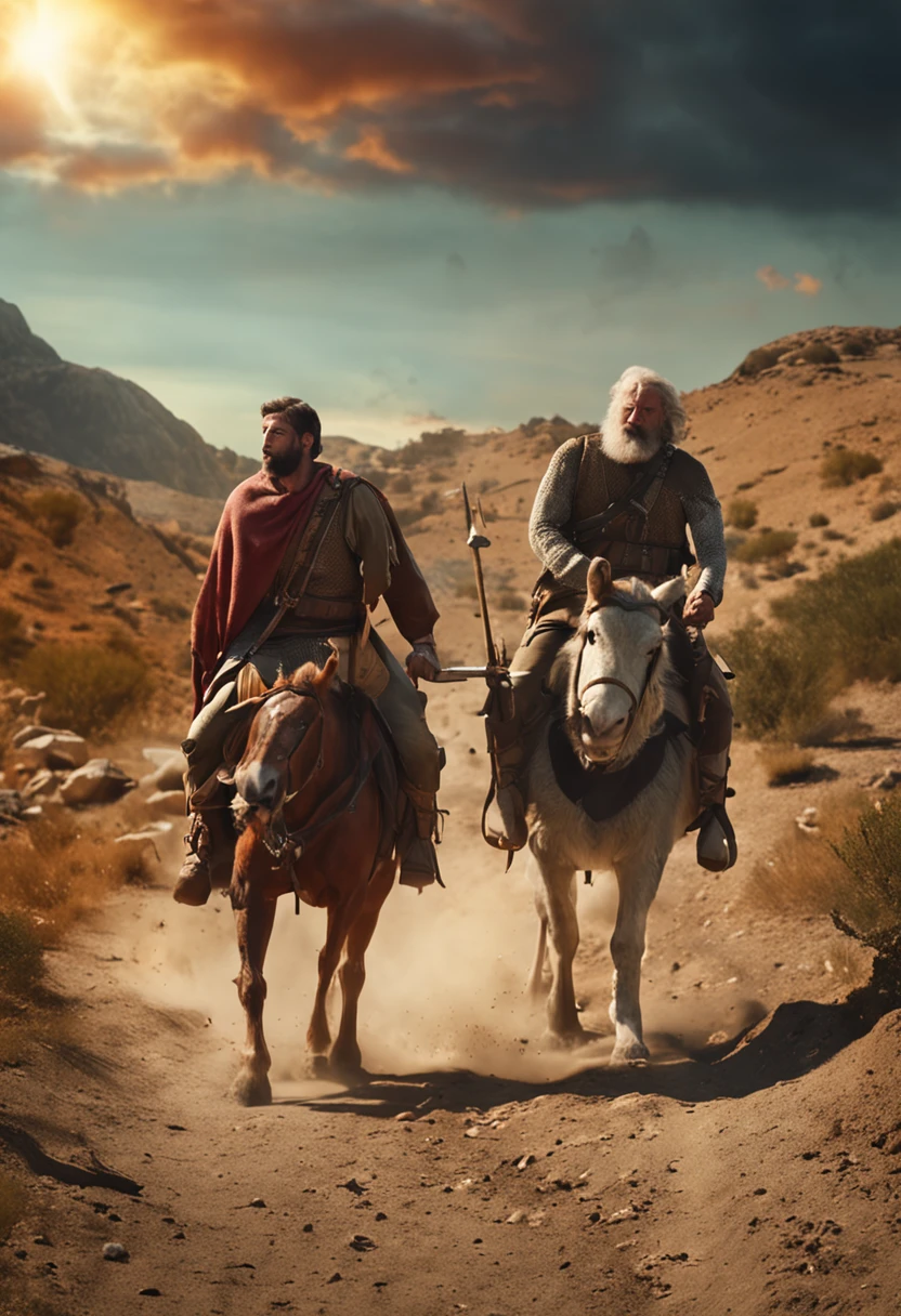 The biblical character David is hunted down by the biblical character Absalom