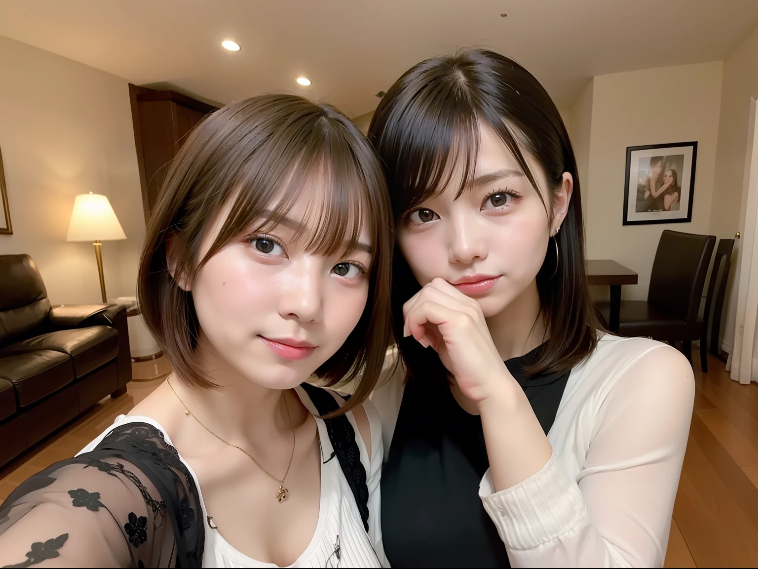 Woman in plain clothes posing for photo shoot in living room、Harsh flash photography、Young beautiful gravure idol、[photos realistic]!!,Candid flash photography、magnifica、Masa Nakayama、flash photo、Sui Ishida、Do not copy hands、adult lady