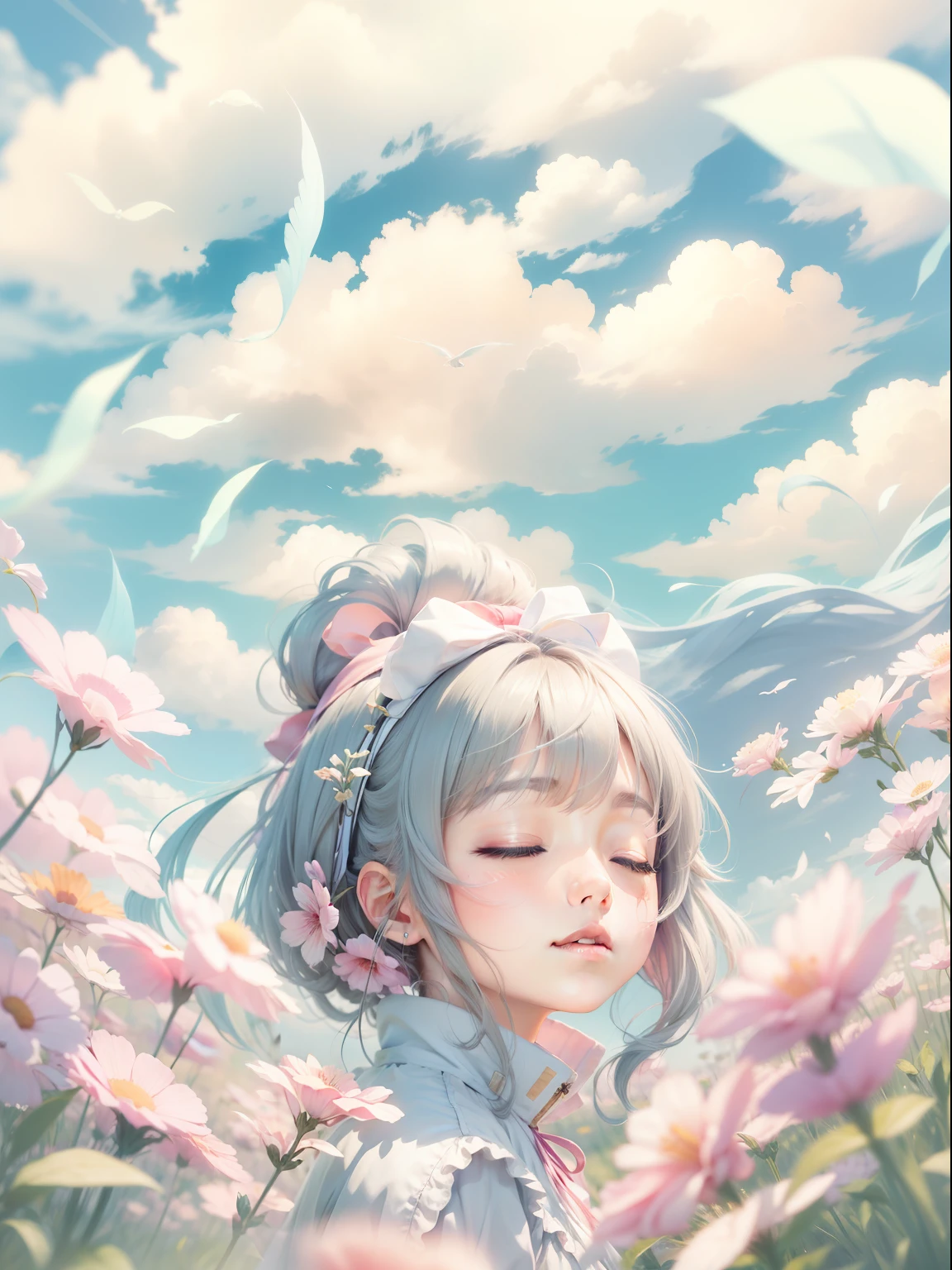 Healing winds、Close your eyes、Blowing in the wind、kawaii girl