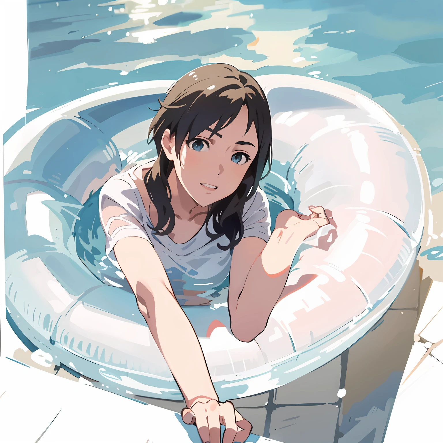Anime girl in a bathtub with her feet in water, Anime drawing by Shitao, Pixiv, What it is?, Enchanting anime girl, Ilya Kuvshinov. 4k yen, Anime Moe Art Style, Cute Anime Girl, Smooth anime CG art, Splash art anime , sayori, Cute girl anime visuals