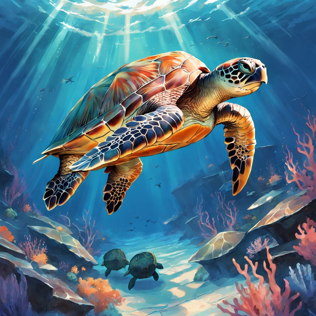sea turtle sea surface