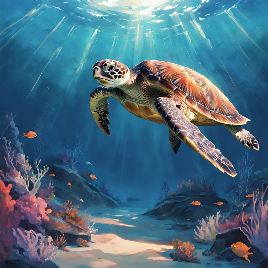 sea turtle　sea surface