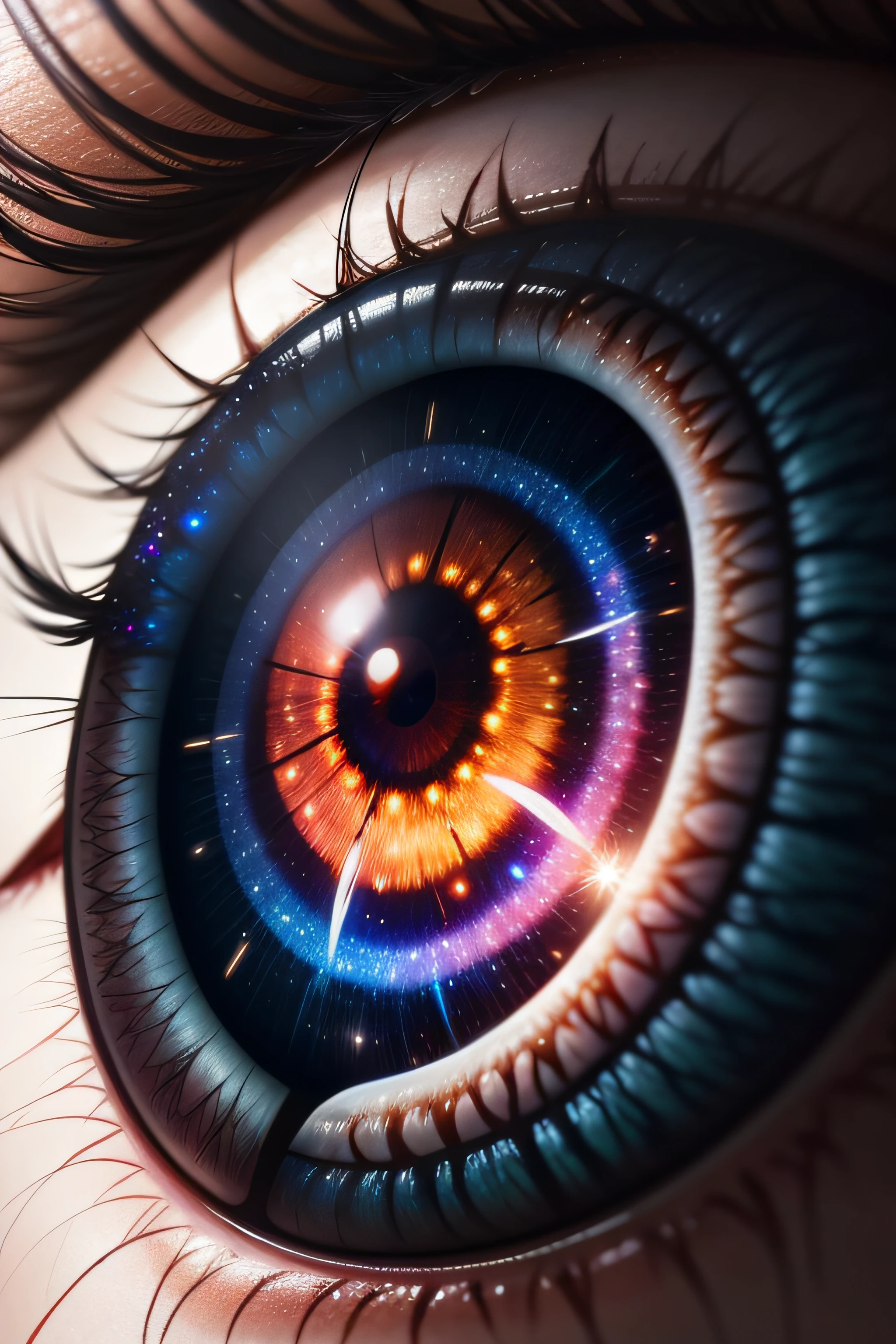 A beautiful eye with a supernova instead of an iris, render in hyper-realistic 8K resolution.