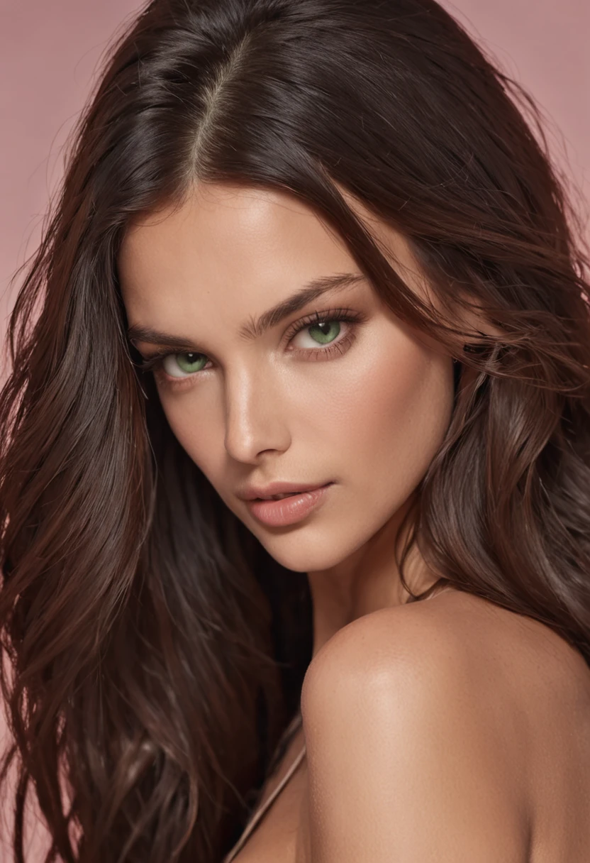 woman with long hair and no shirt posing for a picture, adriana lima, sexy girl with green eyes, sexy girl with dark brown hair, miranda kerr, girl with dark brown hair, dark brown hair and tan skin, portrait emily ratajkowski, beautiful model, emily ratajkowski, victoria siemer, victoria's secret model, gorgeous attractive face