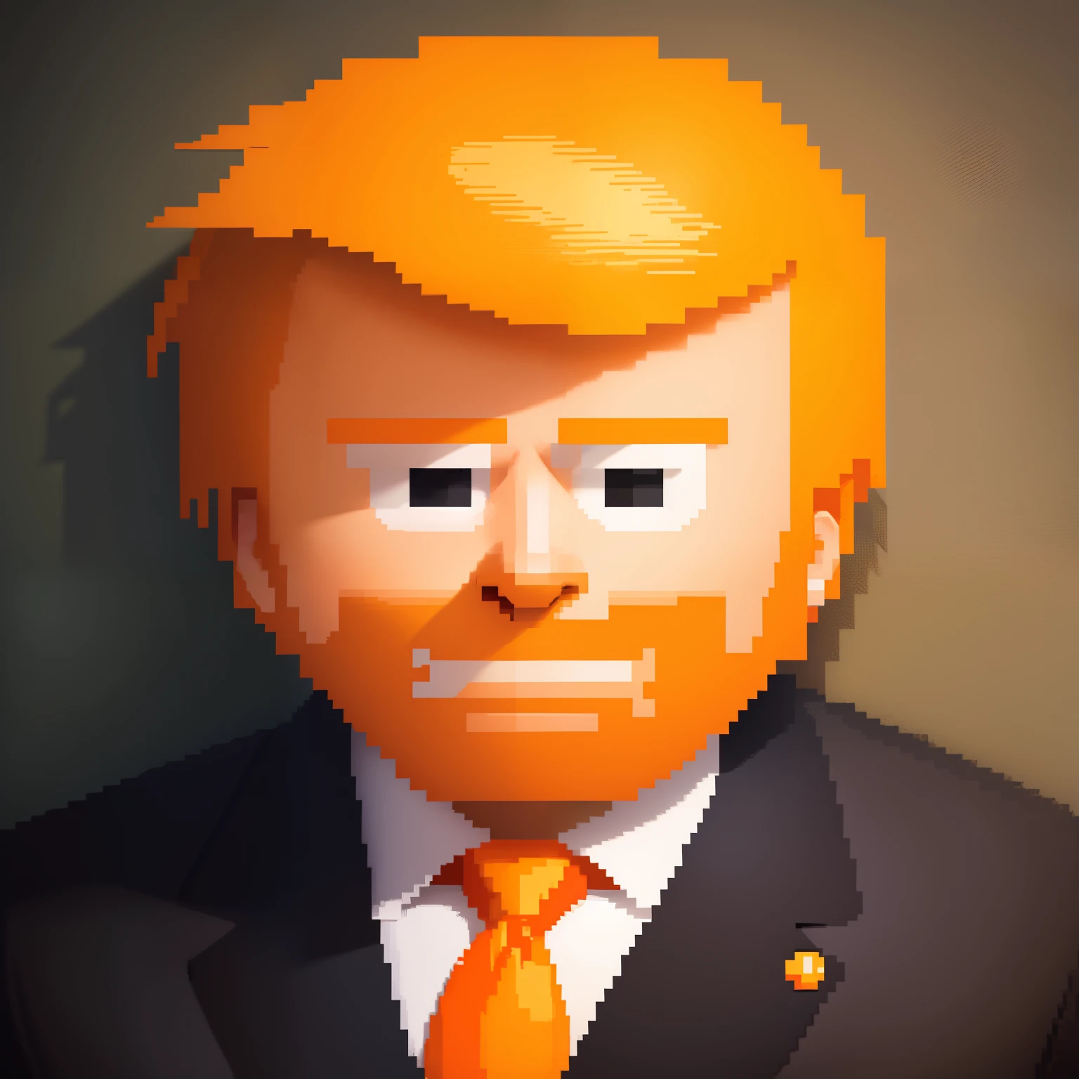 Donald Trump with an orange face, Pixel art