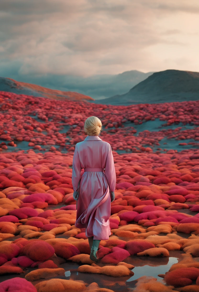 in a Vast Tranquil Landscape, by Scarlett Hooft Graafland, in a Tranquil Landscape, Sergei Zabelin, by Fei Danxu, photo shoot, hyper realisitc, autumnal