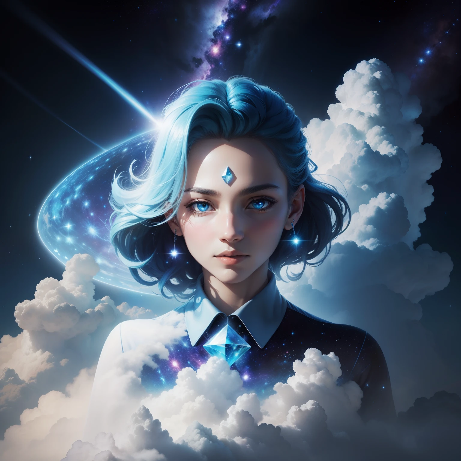 Galaxy, Stars, Energy Geometry Diamond, Cloud Blue, god
