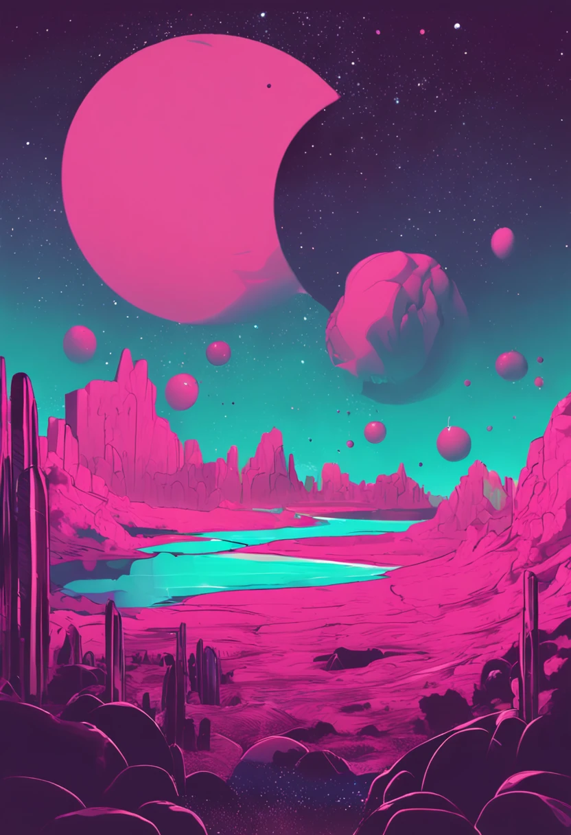 naomi kadlec's cyyx, in the style of vaporwave, delicate chromatics, balanced compositions, desertwave, experimental compositions, luminous spheres, phantasmagoric imagery
