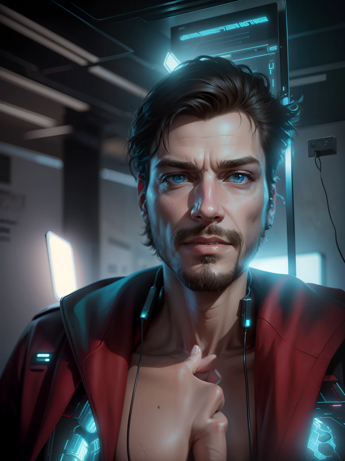 Change beckground,Realistic face, ultra realistic, cyberpunk handsam guy