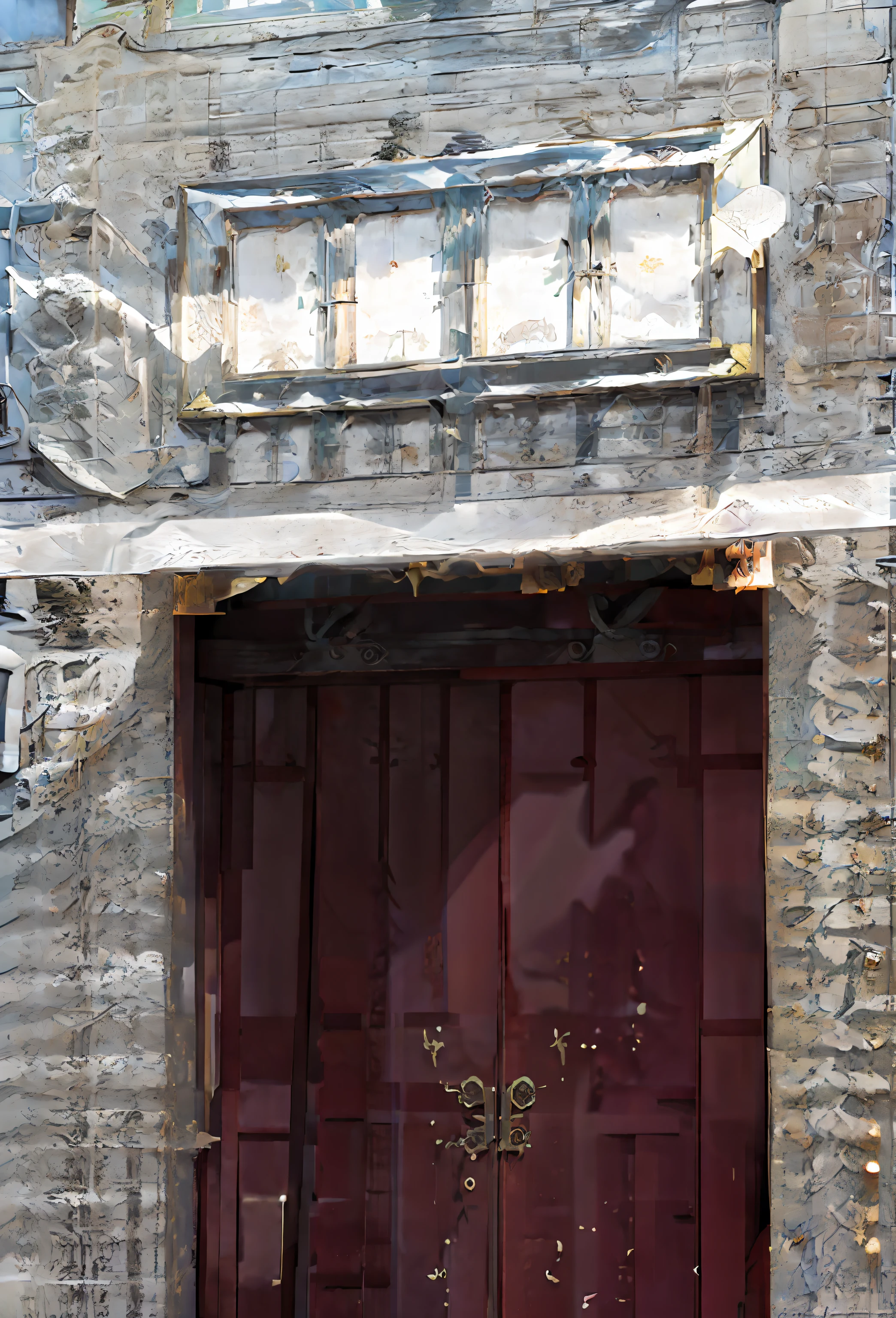 There is a red door，It says Chinese, Chinese style buildings, Taoist temples and monks, Chinese tradition, inspired by Hu Jieqing, Chinese architecture, with ancient chinese aesthetic, inspired by Zhang Shunzi, in a narrow chinese alley, inspired by Zhang Zongcang, Inspired by Cao Zhibai, Inspired by Yang Weizhen