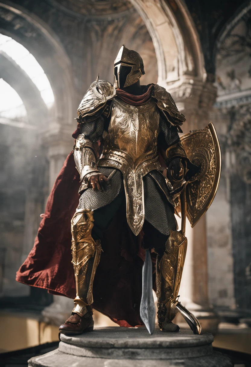 1 man,(sit astride),Masterpiece, Absurd, Award-winning photo, Extremely detailed, Amazing, masculine details, Extremely detailed eyes and face, author:Lee Jeffreys Nikon D850 Film Stock Photography 4 Kodak Portra 400 Camera F1.6 lens rich colors hyper realistic texture realistic lighting dramatic lighting unrealengine trend in artstation cinestill 800 tungsten, Young man, strong looking(( Archangel Warrior 1), large wings (1 Angel warrior big wings, cherubs in a gold armor and accessories, Golden wings, wearing AGF:1.1), (Redshift style:1.1), (Style, Realistic, photographed, professional, High contrast, 1boys, sit astride,Crotch view,expressive look, hdr, Highest quality, Sharp focus, looking at viewert, Facing the viewer, 8K, Blue eyes, Wearing (Male paladin_glam armor, armor decorated with jewels, paladin armor: 1.15), Final Fantasy XIV setting, ultra sharp resolution, Cinematic lighting, Sharp focus, (illustration: 1.1), Intricate,1 Archangel, Short-haired Catholic, wearing a robe and armor, sit astride,spread their legs,Golden, Silver, and broze, pondering over one with swords, Golden Hoop Stick, church in classical style, columns detail Corinthias poorly lit, hall bright lights, flashing lights,