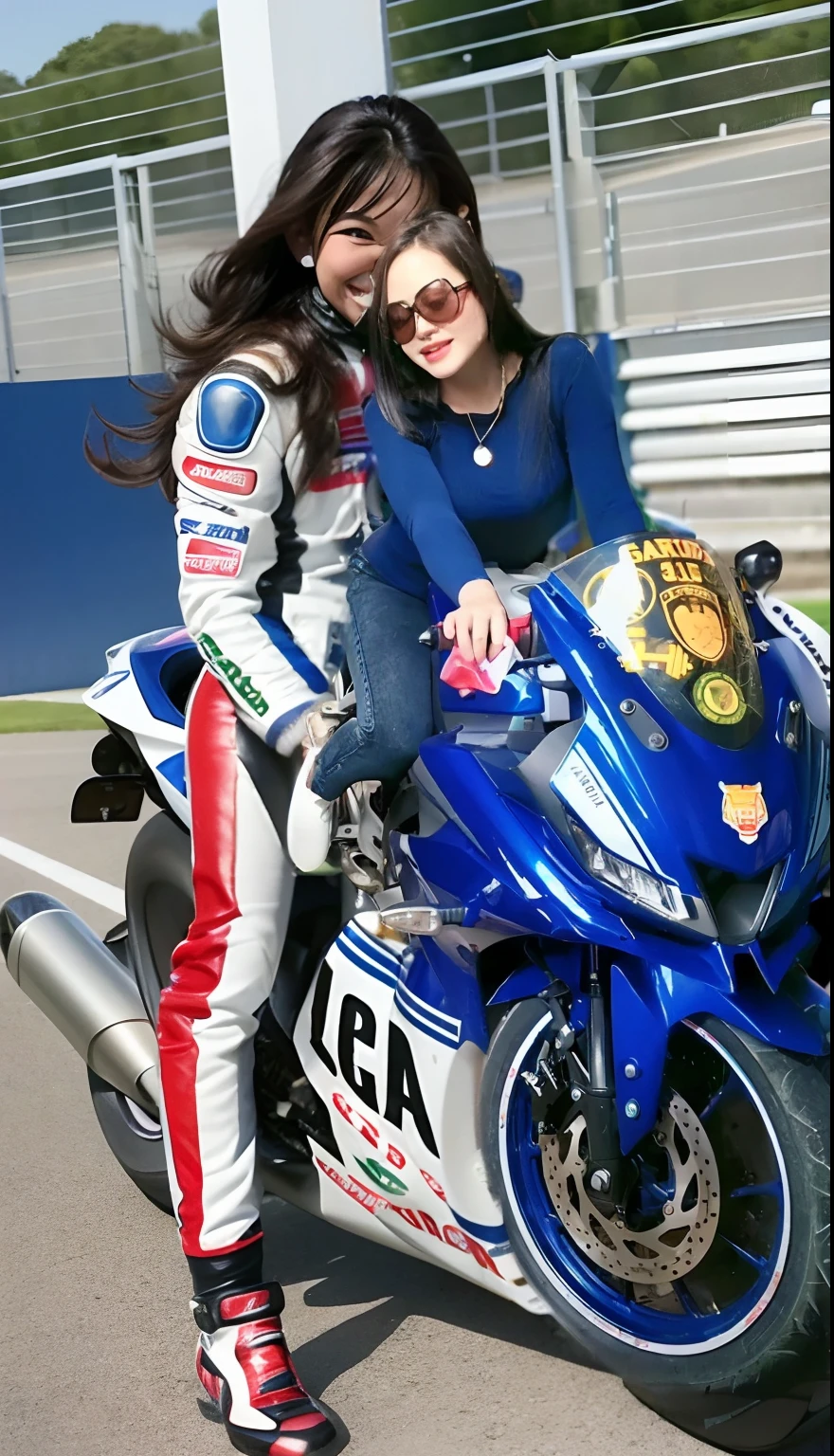 Attractive girl in a racer jacket.