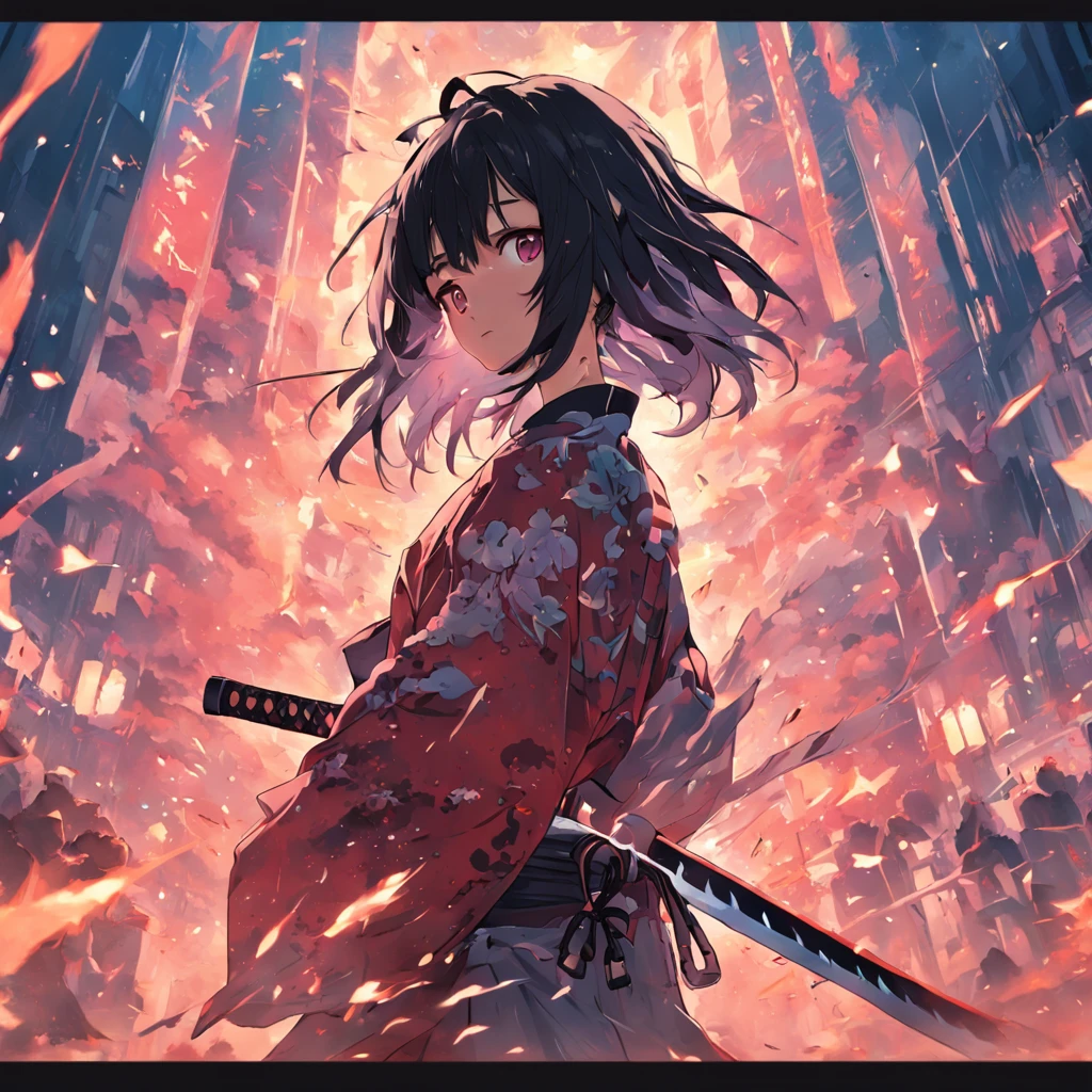 katana swords，samurai clothing，National style，the street