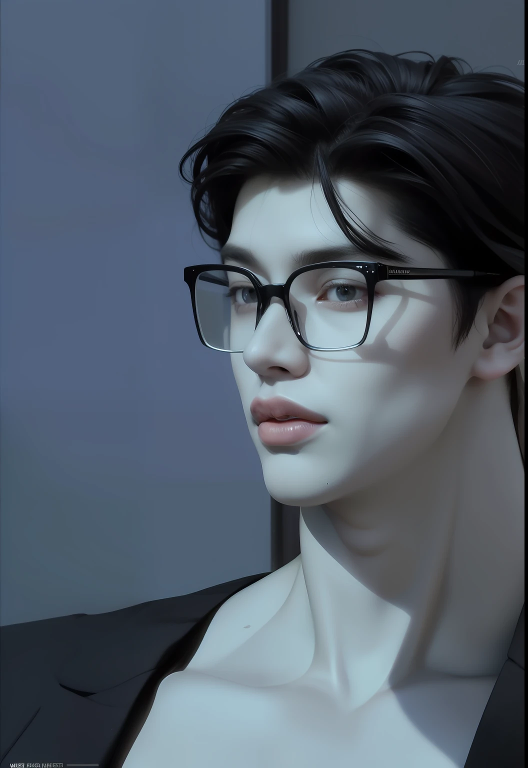 best quality, masterpiece, (realistic: 1.2), 1 man, real life, live action, black pants, black hair, glasses, fitness, fit body, slim body, high definition, high quality