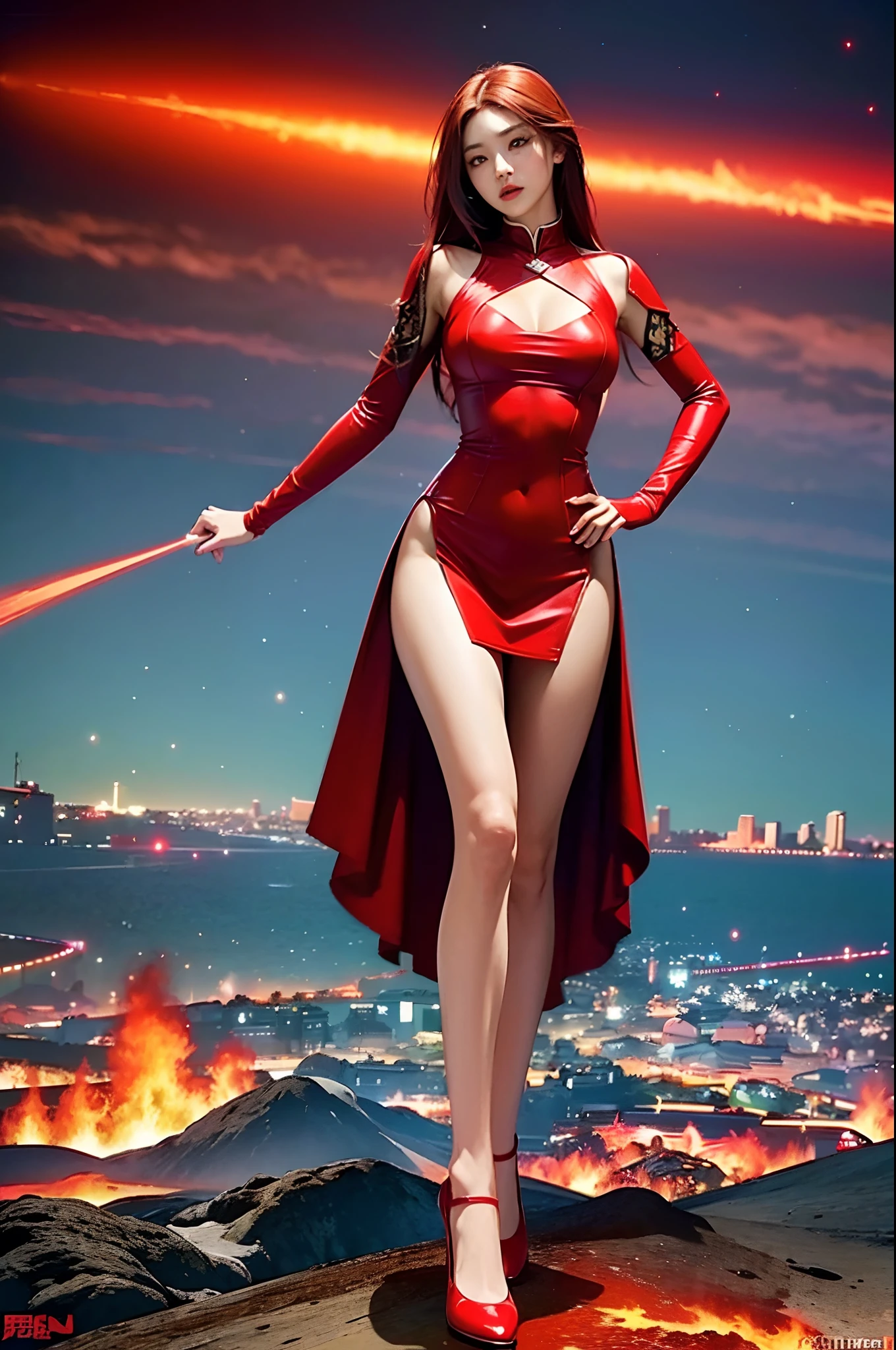 (8k, RAW photo, best quality, masterpiece:1.2), (ultra highres:1.0), detailed illustration, detailed, (realistic, photo-realistic:1.37), detailed beautiful skin,
<lora:dreamyGirlsFace_dreamyFace:0.6>, <lora:Sailor_Mars_hino_rei-01:0.6> sailor mars
(1 girl: 1.2),(full body:1.2),(hand of Guido Daniele:1.2), long hair, looking at viewer, smile, large breasts, cleavage,1girl, black_hair, dress, earrings, full_body, high_heels, jewelry, long_hair, red_dress, shoes, simple_background, smile, solo, standing, strapless, strapless_dress, arms up, standing
in garden, japan temple, torii, plants, outdoors, sunset, film grain, professional lighting