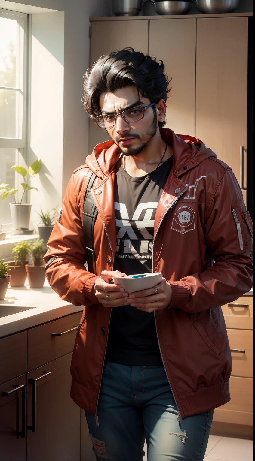 Carryminati checking his kitchen, angry, wearing jacket