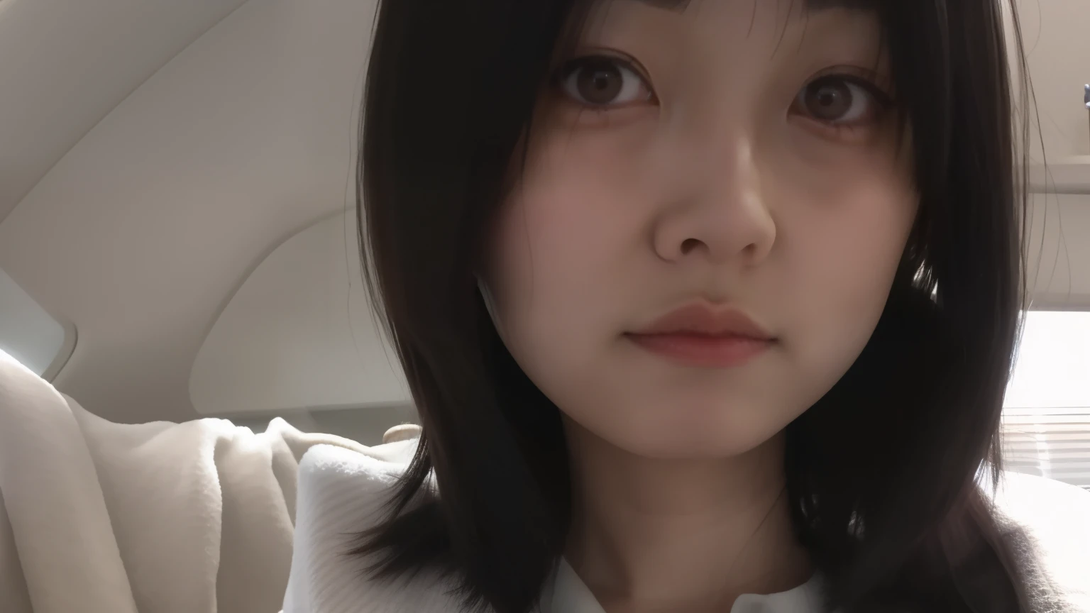 with small nose, nomake-up, chiho, kotegawa yui, sui ishida with black hair, Yoshitomo Nara, sui ishida, girl cute-fine face, brunette color hair, shiori teshirogi, She is facing the camera，Two-dimensional anime style