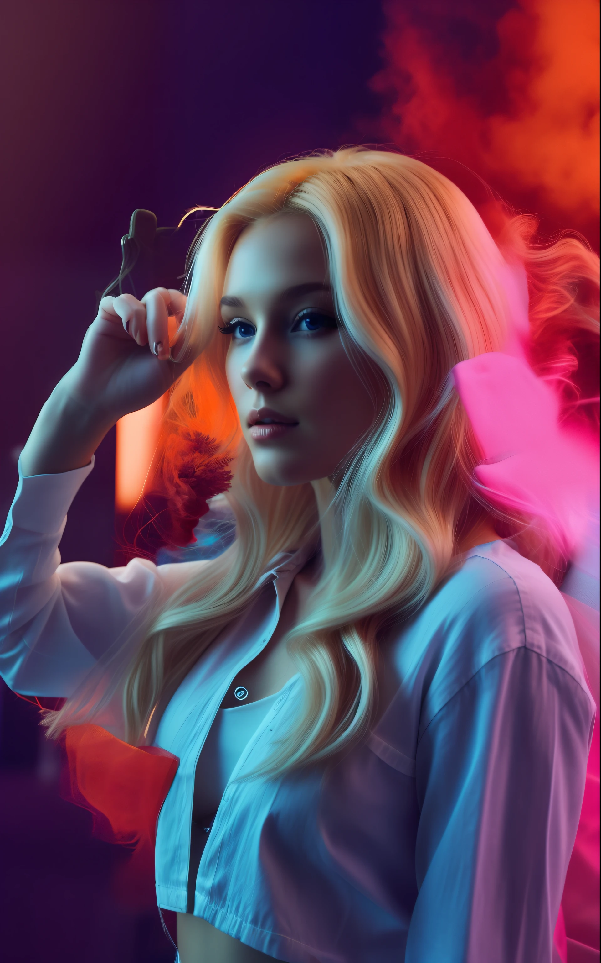 A woman with blonde hair