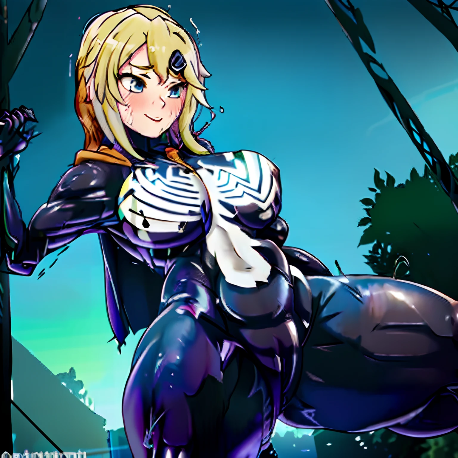 The blonde girl's wet cloak outlined her genitals through a black tights, Usually visible,Because her clothes were wet with sweat. This can be an attractive look,Because it highlights her femininity,And often let people know her figure,(camel-toe, Vulvar shape:1.2)