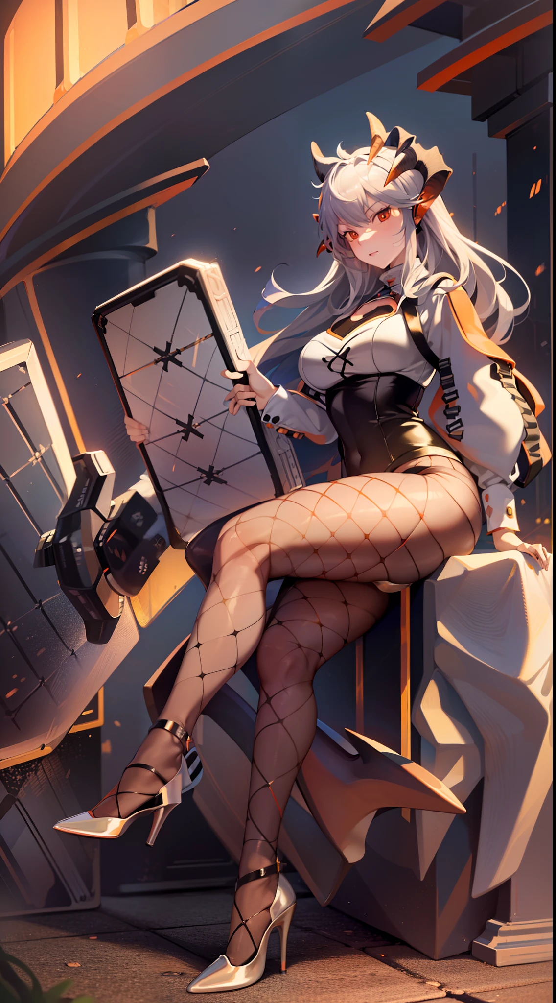 masterpiece,(bestquality),highlydetailed,ultra-detailed,sexy, (bunny girl costume), (saria),(playful expression), (high heels), (fishnet stockings), (fluffy tail), (rabbit ears), (glamorous pose), (colorful background), (sparkling lights)
