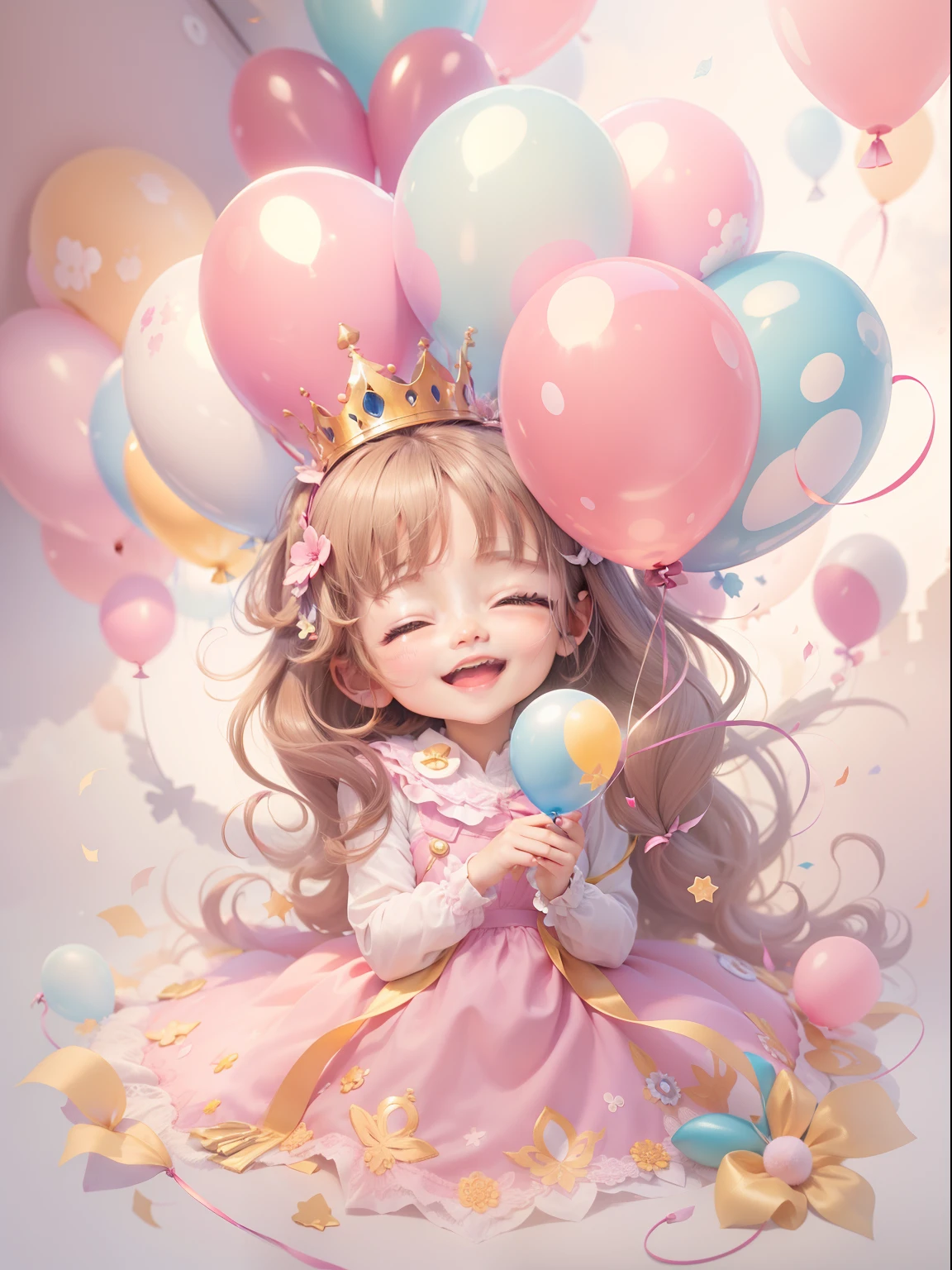Happy Celebration、balloons、Cute Princess、A big smile、cute little
