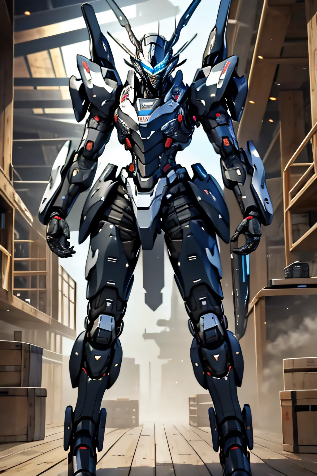 1 Frau in einem riesigen, sperrigen Exoskelett-Roboter , ((sperrig)) armour, Mecha,
Tinte, Klare Linien, Negativer Raum, Hoher Kontrast, Farbe des Farbverlaufs,