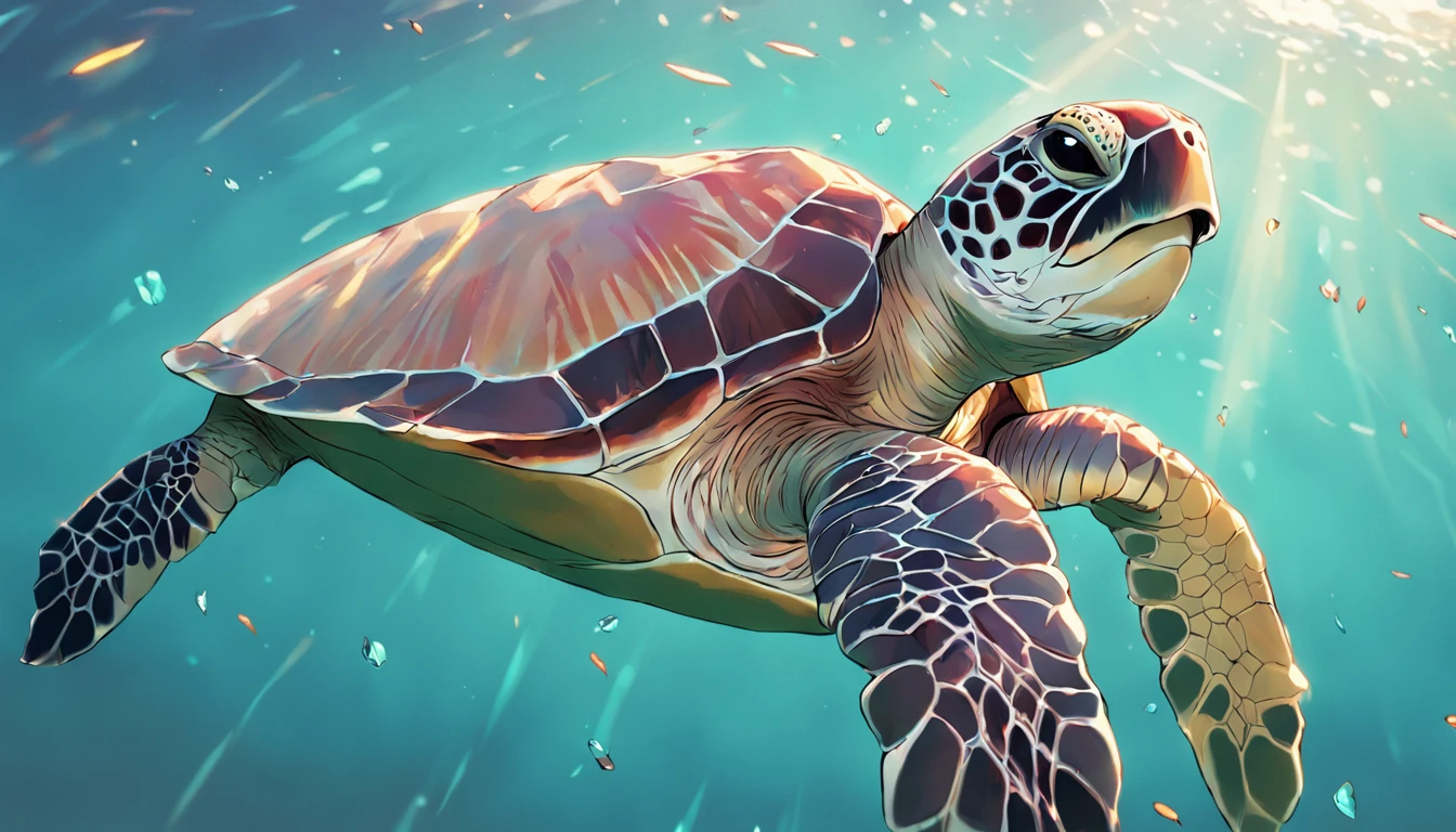 card frame　sea turtle　Irridescent color　colourfull　designs