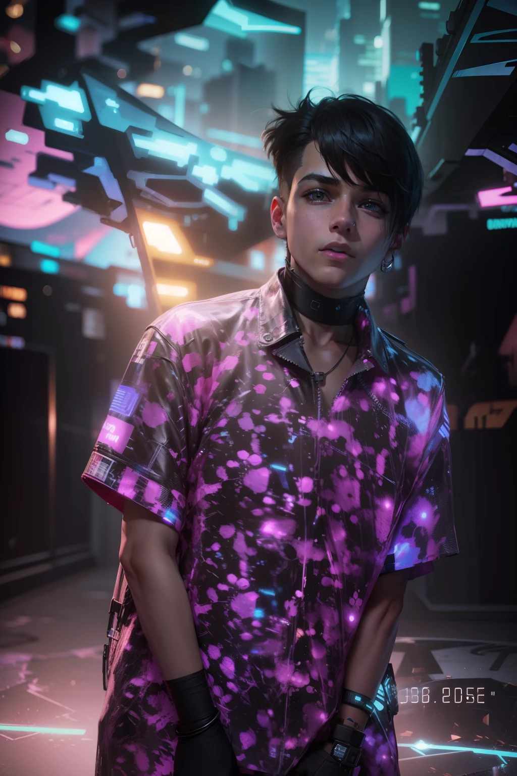 Change background cyberpunk handsame boy realistic face, 8k ultra realistic