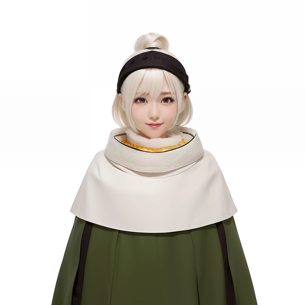 1girl, chiyo in anime naruto, short hair, sexy dress, white hair, brown eyes, smile, beautiful, white and green clothes, very big breast, sexy clothes, realistic clothes, detail clothes, indoor wallpaper, wallpaper realistic, wallpapaer detail, indoor background, ultra detail, realistic